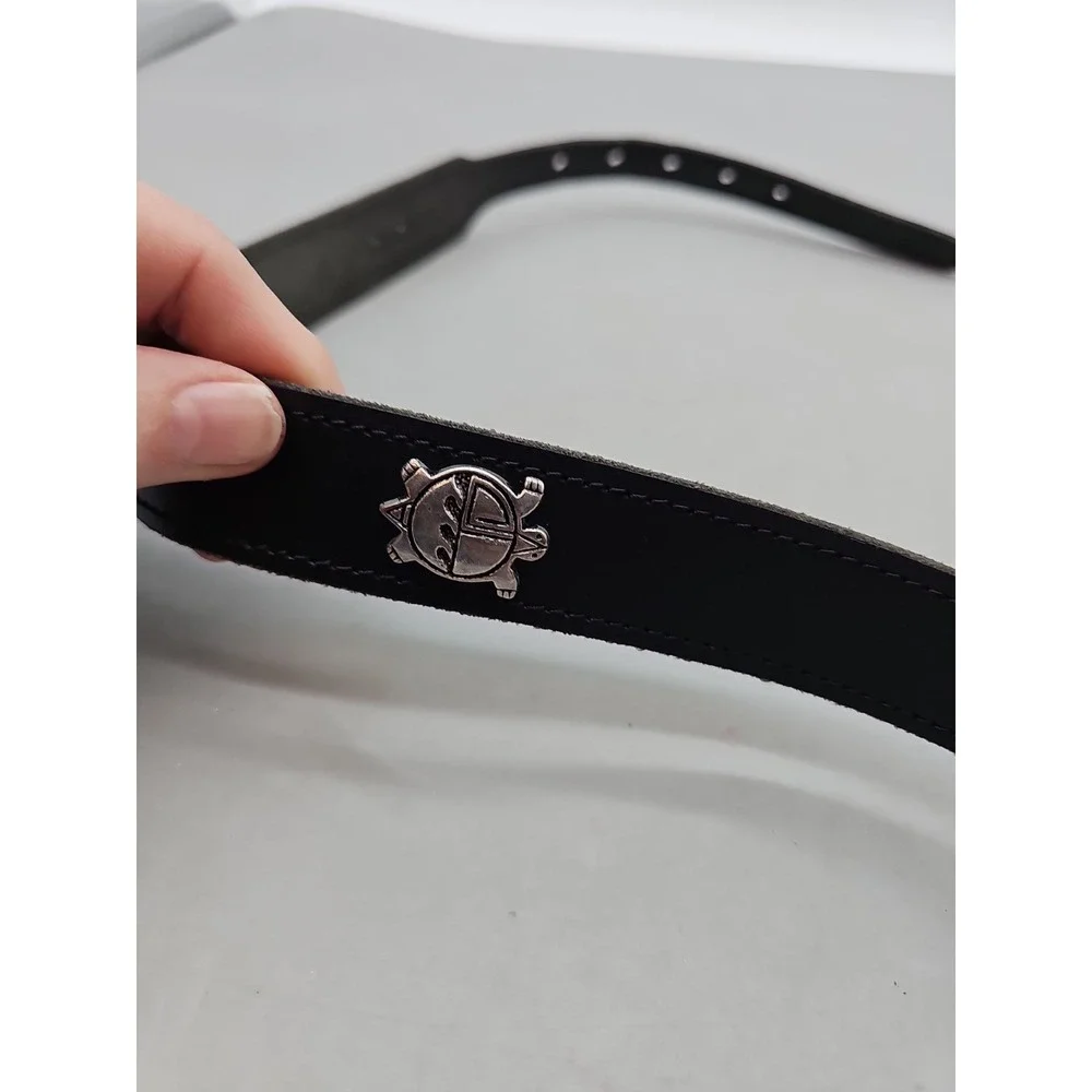 VTG SW BLACK LEATHER  BELT  W/CONCHOS Turtle Eagle‎ Buffal  STERLING   SZ 38 USA